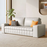 Modern leather upholstered sleeper sofa bed with storage space, measuring 62.99 inches